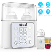 Baby Bottle Warmer, 12-In-1 Babies Fast Bottle Milk Warmer, Double Food Heater Defrost Bpa-Free with Twins, LCD Display, Timer & 24H Temperature Control for Breastmilk & Formula