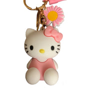 PVC Keychain 3D Cartoon Kitty Cat Key Chain for Girls Women Gifts School Bag Accessories (Pink)
