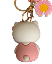 PVC Keychain 3D Cartoon Kitty Cat Key Chain for Girls Women Gifts School Bag Accessories (Pink)