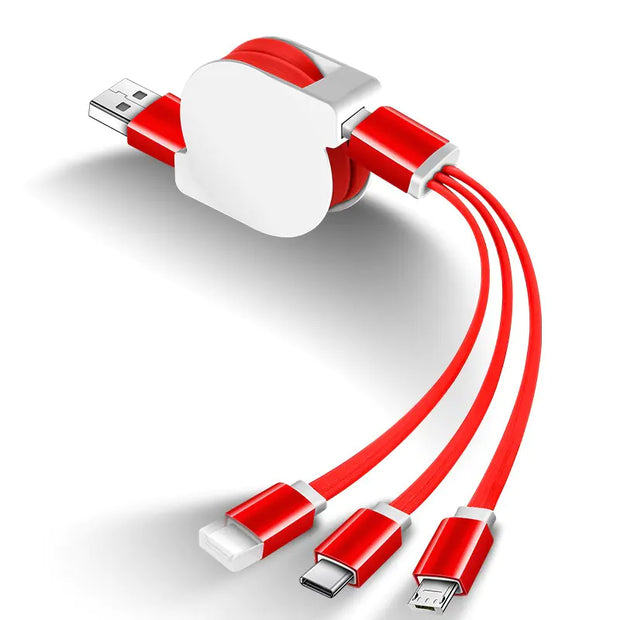 1M 3-in-1 Retractable USB Charger Cable for Smartphones - ILLUMIWAVESS  