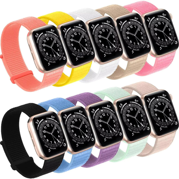 Bifeiyo 10 Pack Compatible with Apple Watch Band 49MM 46MM 45MM 44MM 42MM 41MM 40MM 38MMWomen Men Sport Nylon Loop Strap for iWatch Series 10 9 8 7 6 5 4 3 2 1 SE Ultra - ILLUMIWAVESS  