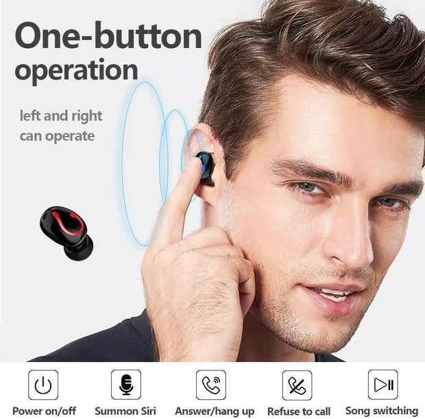 Bluetooth 5.1 Headset TWS Wireless Earphones Mini Earbuds Stereo Headphones IPX7 - ILLUMIWAVESS  