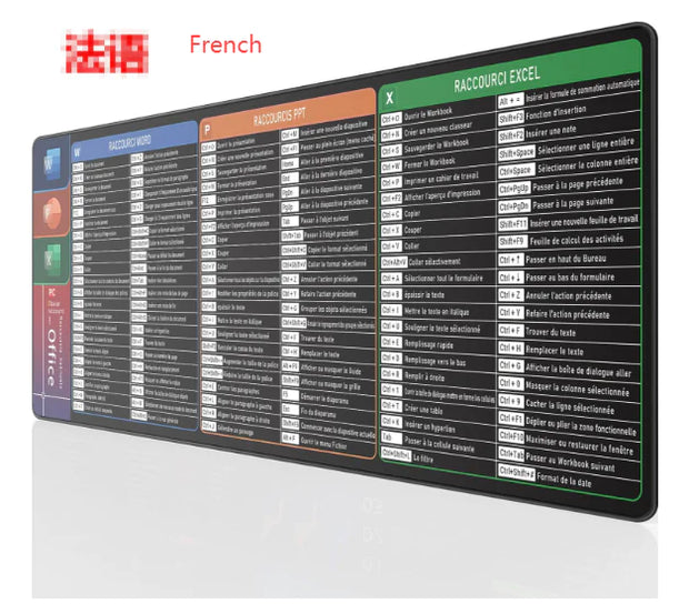 Large Extended Office Shortcuts Mouse Pad (Single) - ILLUMIWAVESS  
